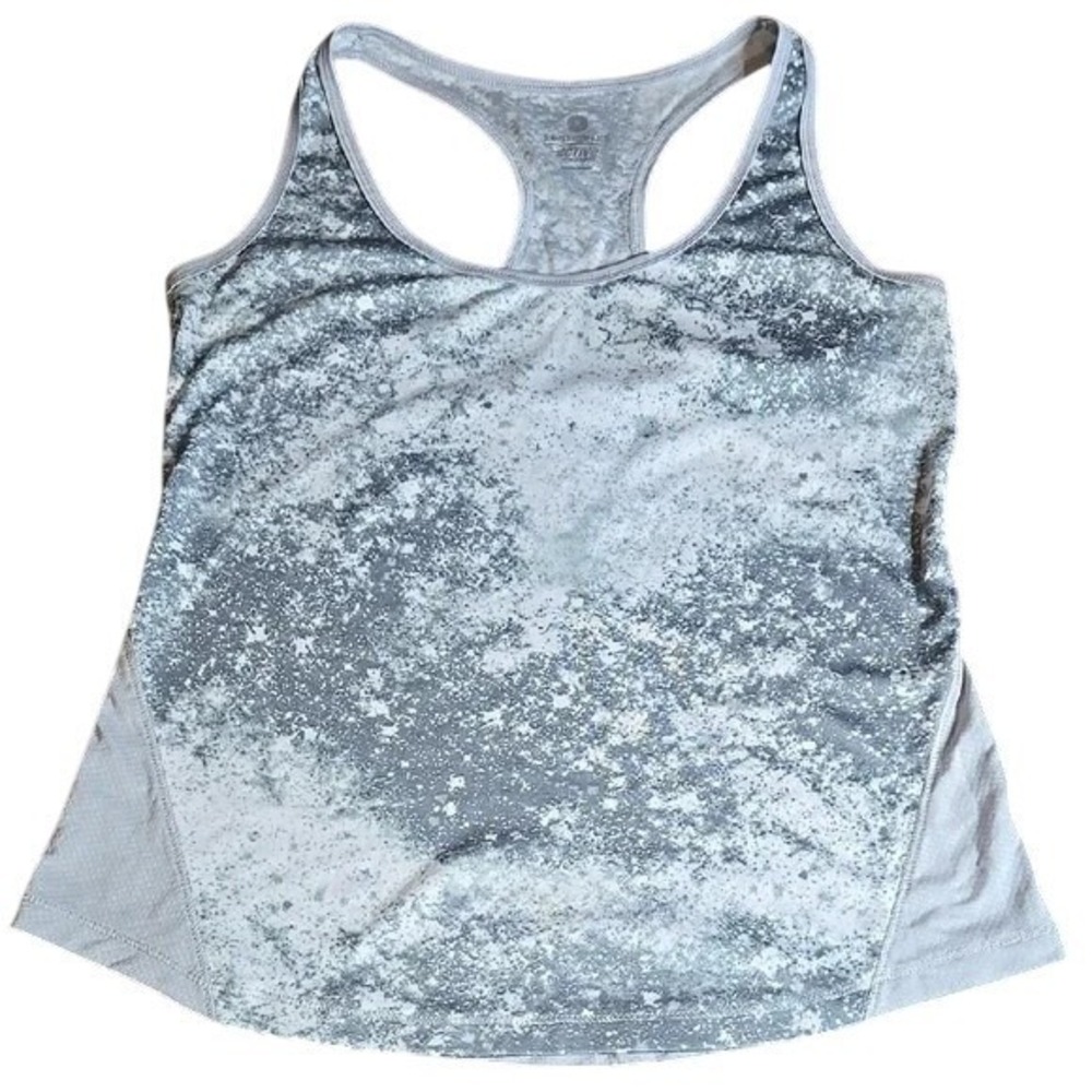 Old Navy Semi-Fitted Active Racerback Tank Top, Athletic Gym, Gray White, Medium
